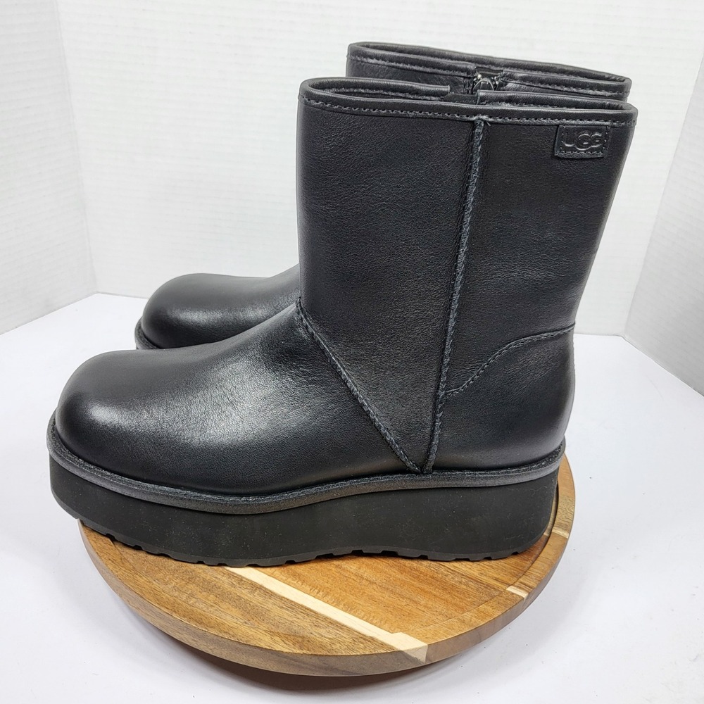 UGG Women's Cityfunc Mid Platform Zip Boots Black Size 8